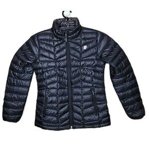 Orage Women's Black Quilted Puffer Down Coat Full Zip Size Small Packable t5